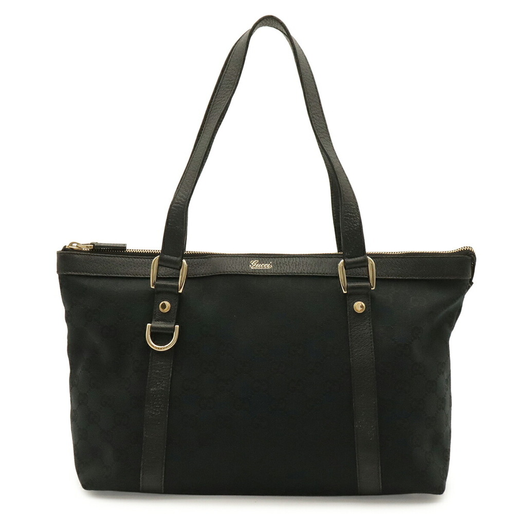 GUCCI GG Canvas Abbey Shoulder Bag Tote Leather Black… - Gem